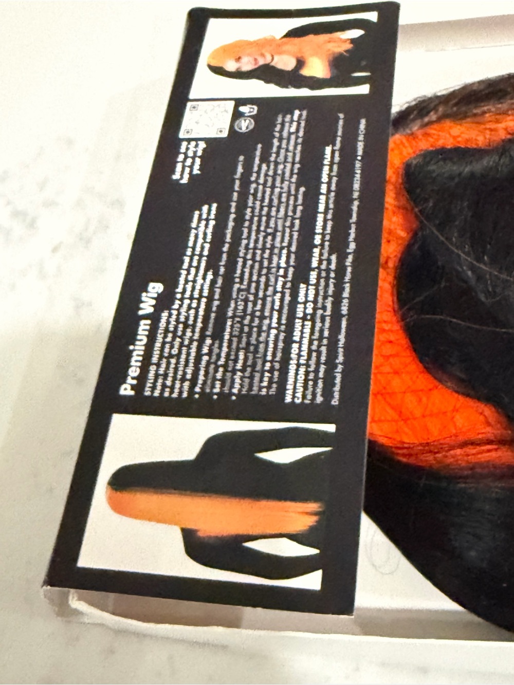 Spirit Two-Tone Black and Orange Split-Style Wig - Picture 6 of 8